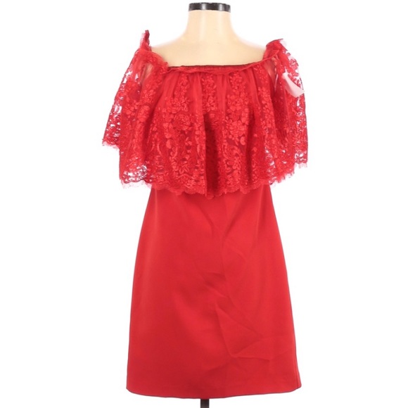BADGLEY MISCHKA RED MIDI DRESS SIZE 2 - Picture 8 of 9